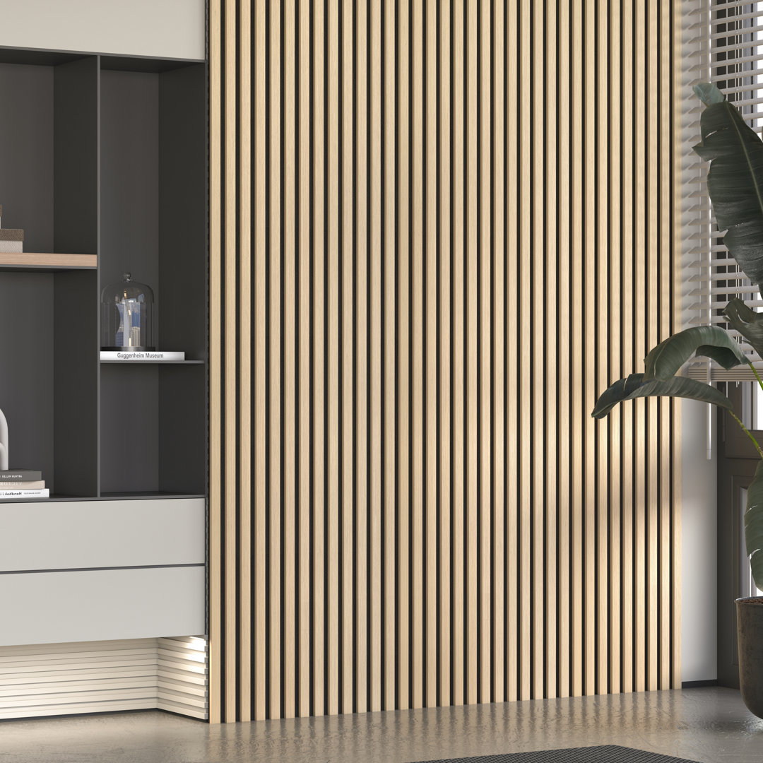 94" L x 24" W Acoustic Wood Wall Paneling, Decorative Soundproof Panels for Walls and Ceilings, 3D Slat Wood Wall Panels